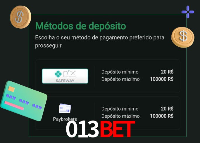O cassino 013Bet oferece uma grande variedade de métodos de pagamento